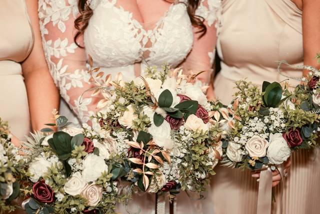 Burgundy cream and gold