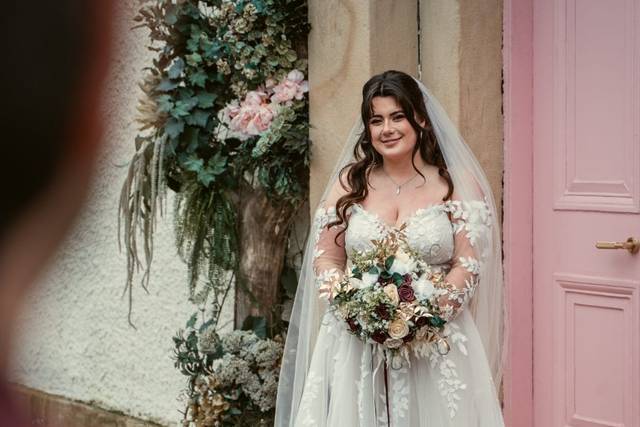 Burgundy cream and gold