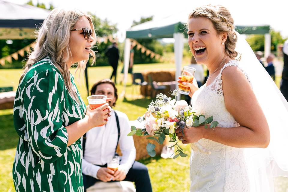 Happy bride on a sunny day