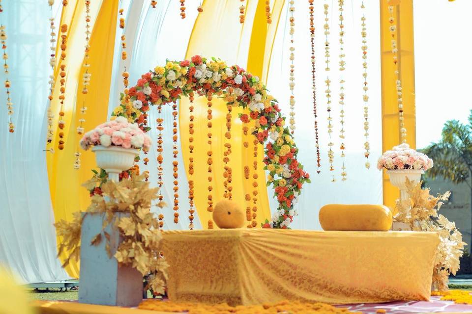 Haldi stage decor