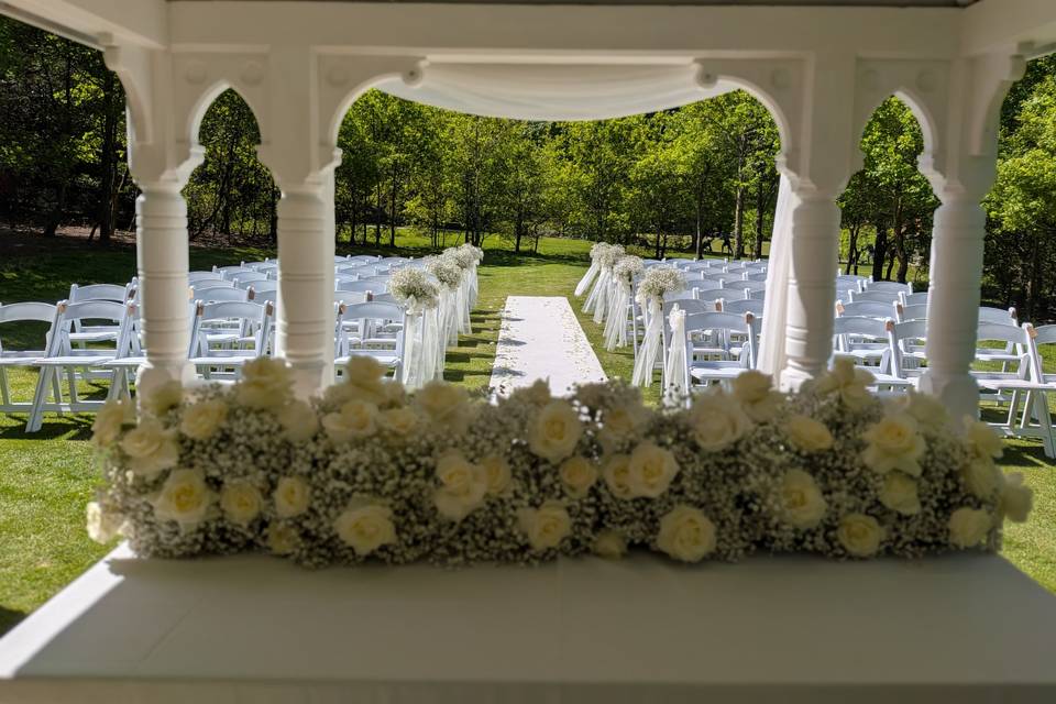Gazebo on lawn
