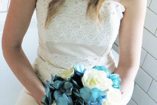 Lace flower fitted gown