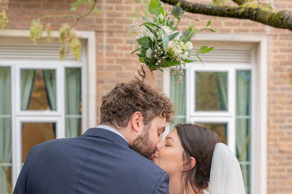 Bride and groom on wedding day