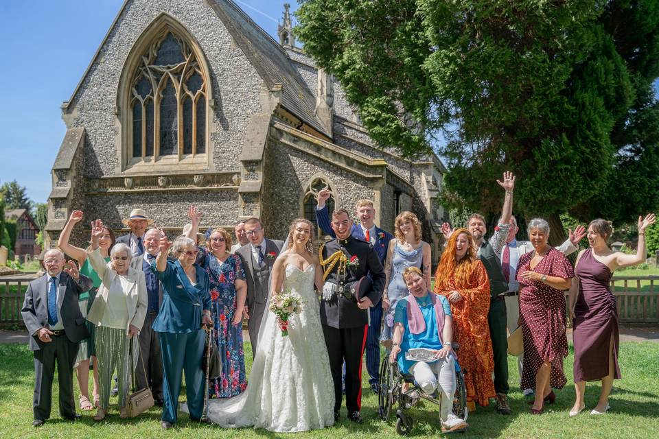 Family portrait outside church
