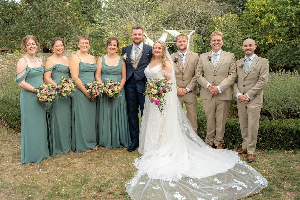 Bride and groom with friends