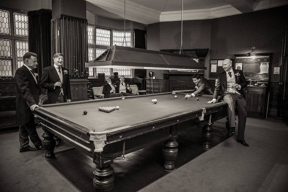 Enjoying the pool table