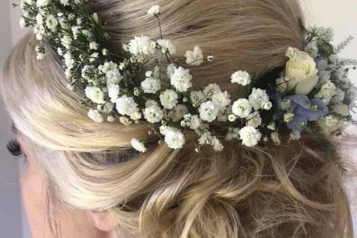 Loose Up-do with fresh flowers