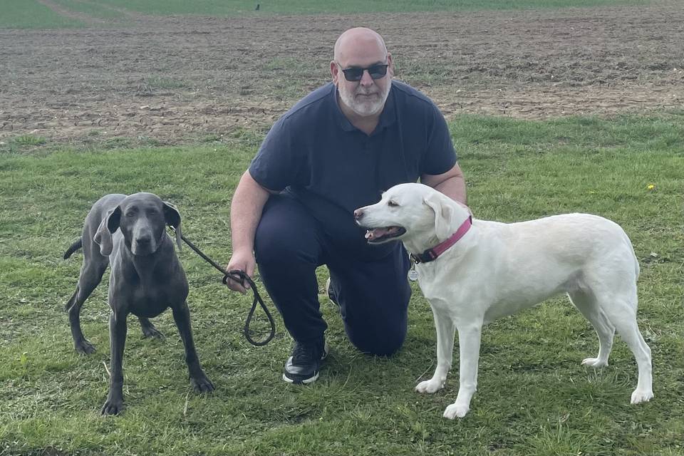 Celebrant Pat Coy & the dogs