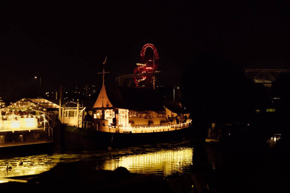 The Barge at night