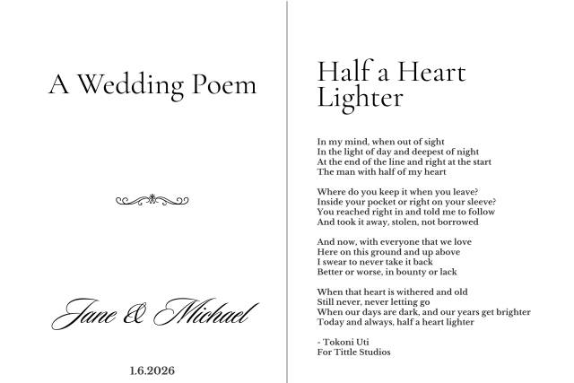 Wedding Poem + Cover