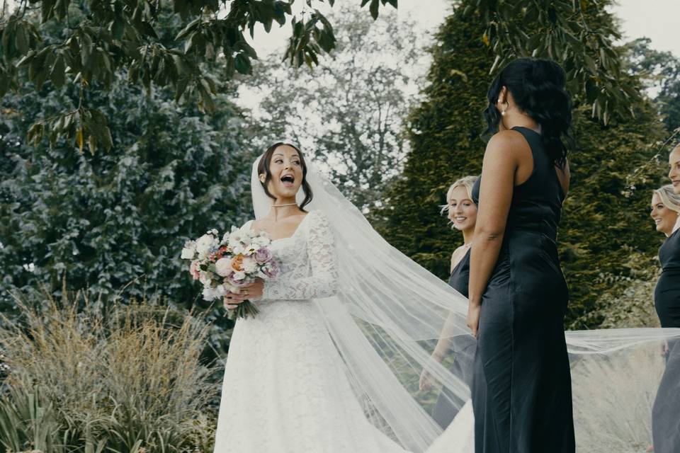 Bride laughing