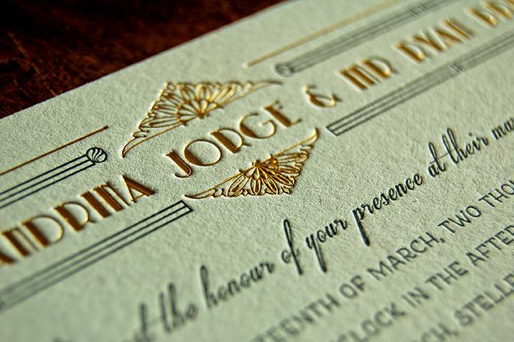 Embossed wedding invitation