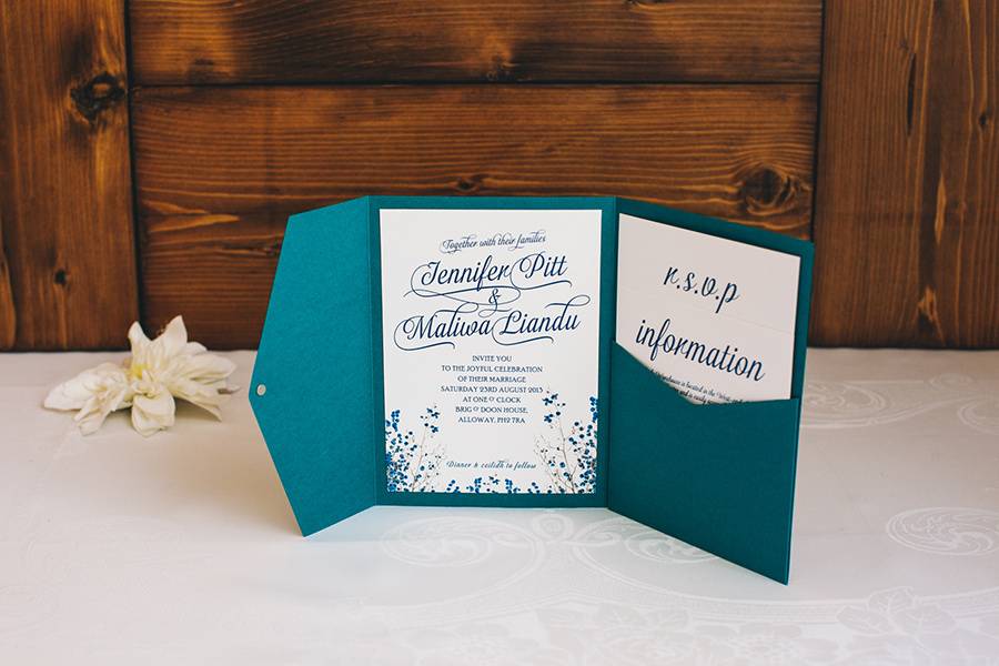 Pocket fold wedding invitation