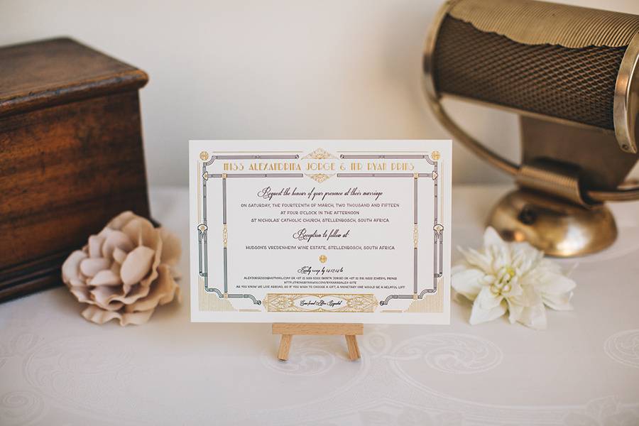 Embossed wedding invitation