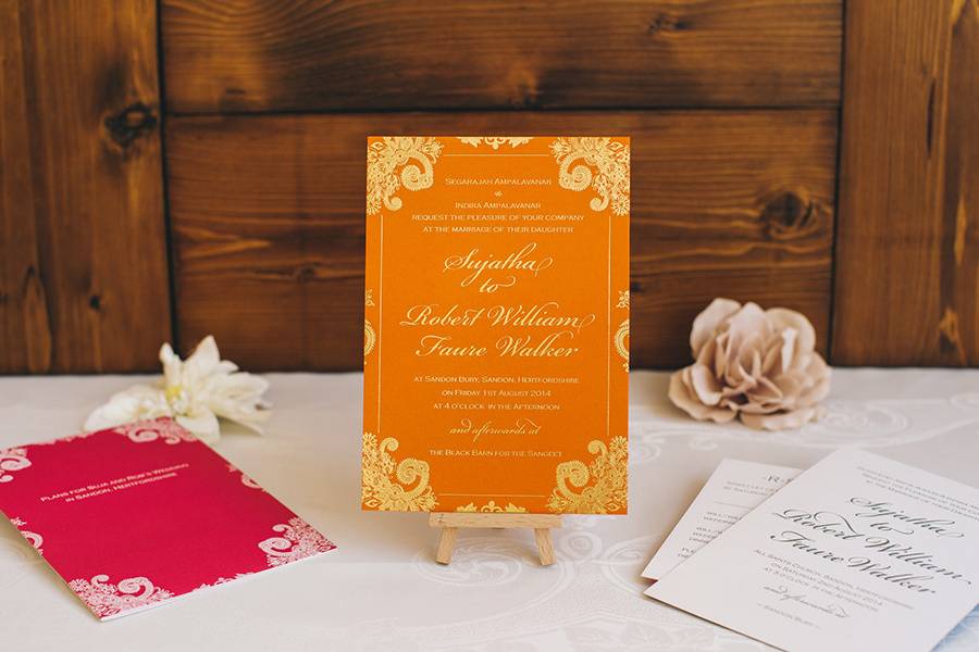 Embossed wedding invitation