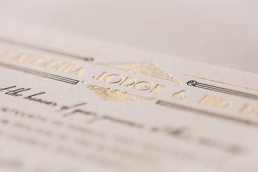 Embossed wedding invitation