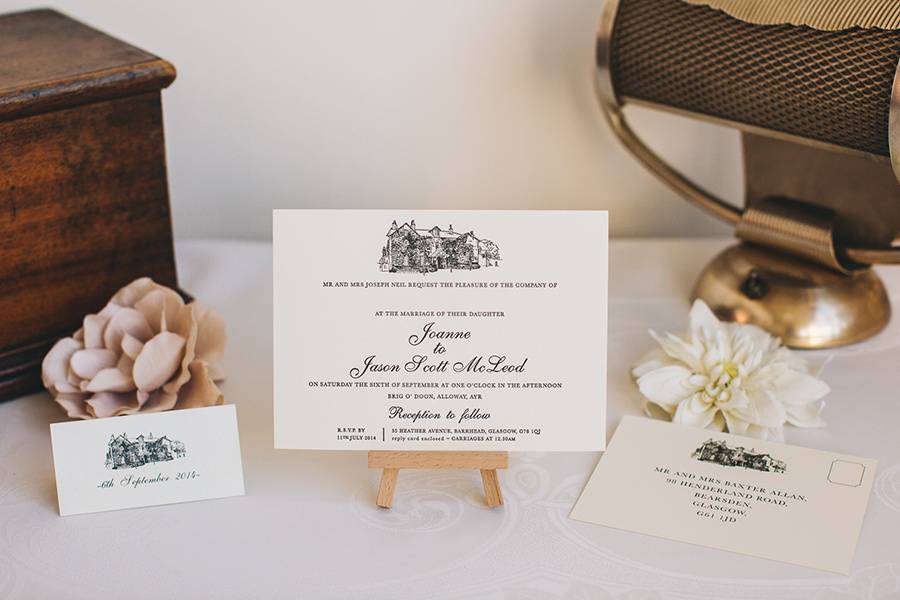 Letterpress wedding invitation