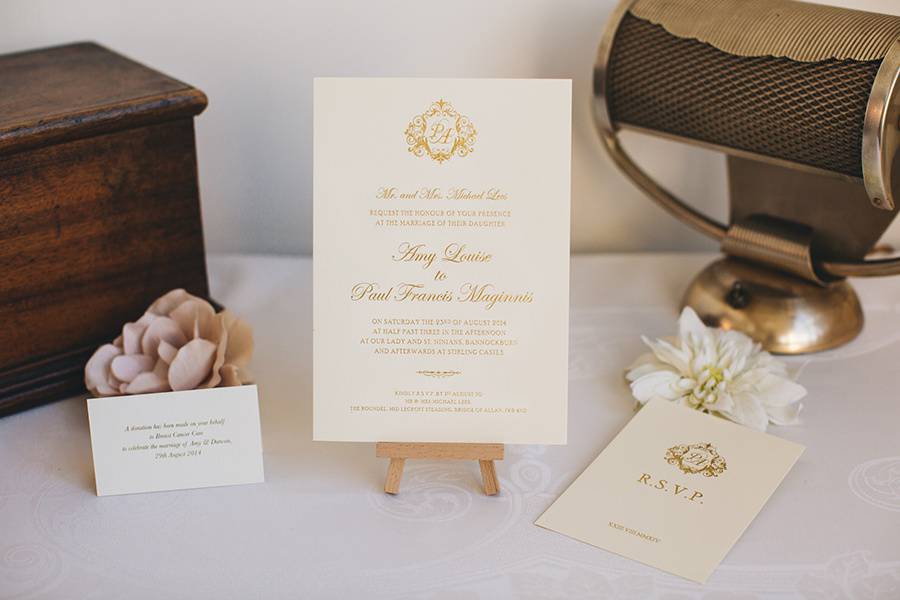 Embossed wedding invitation