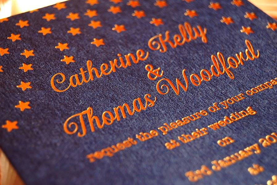 Embossed wedding invitation