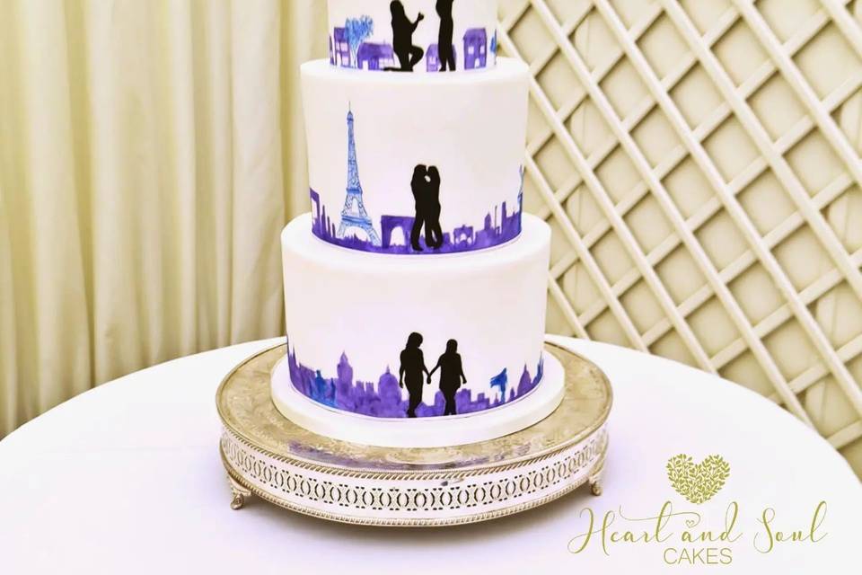 Story Silhouette Wedding Cake