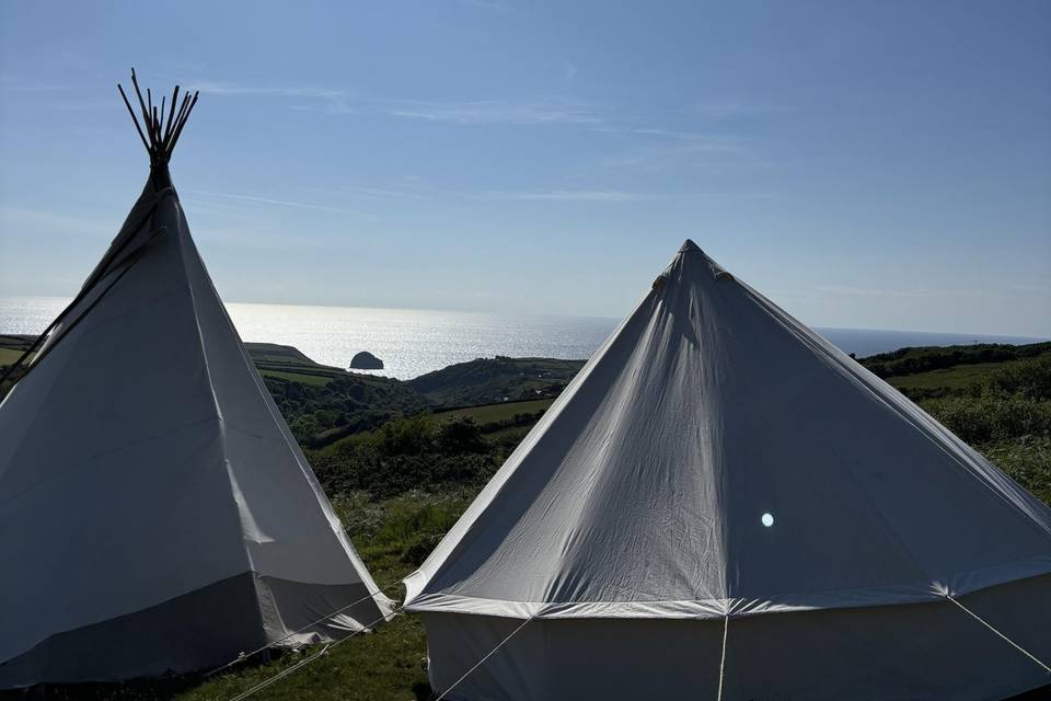 Bell tents sea views