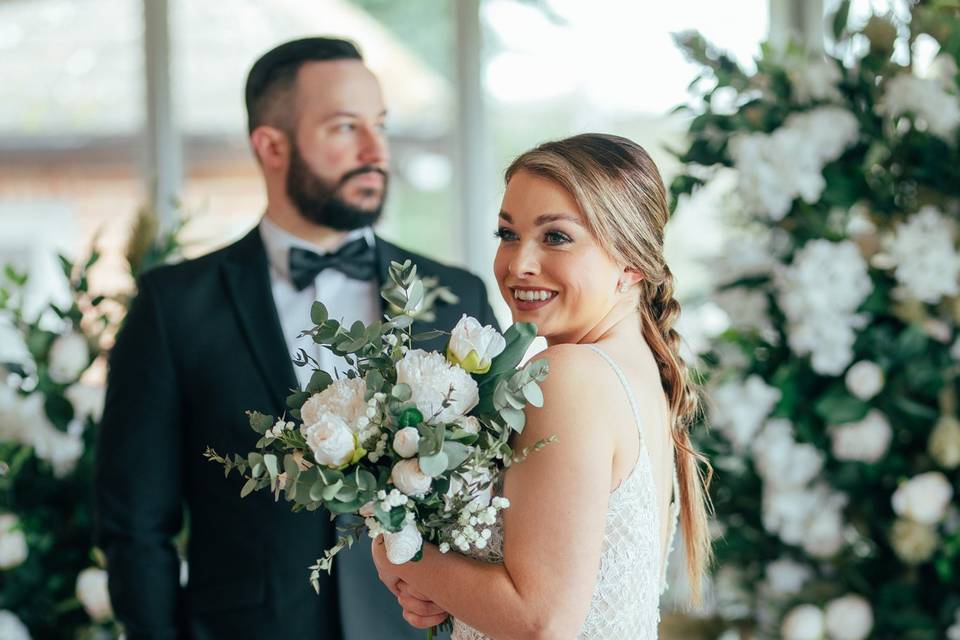 Foliage and White floral