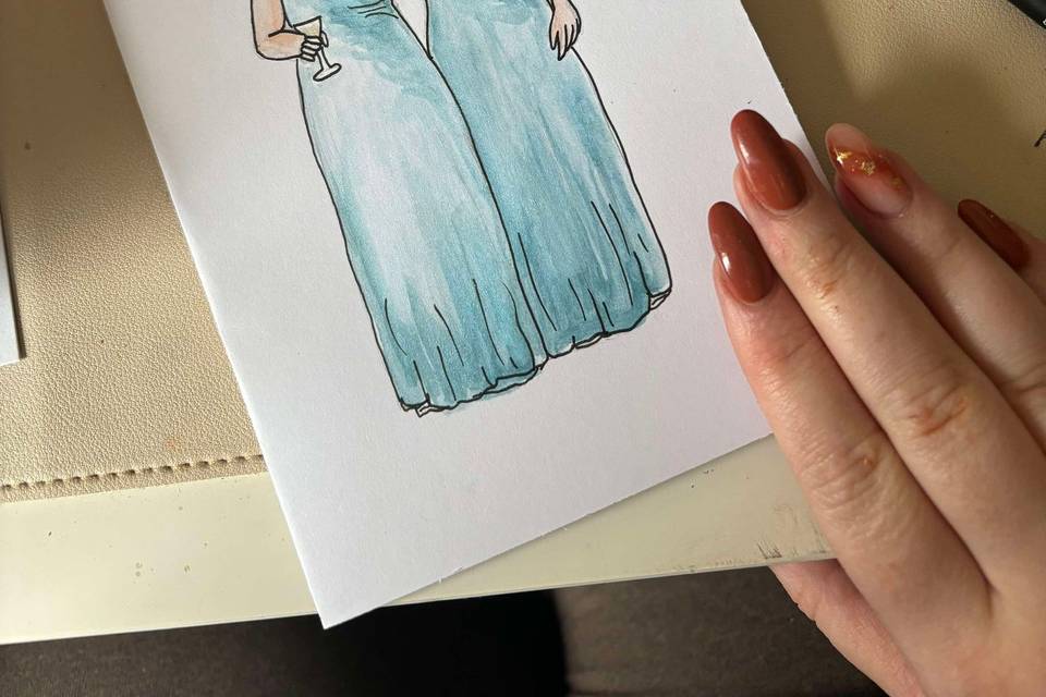 Sparkly Blue Bridesmaid Illust