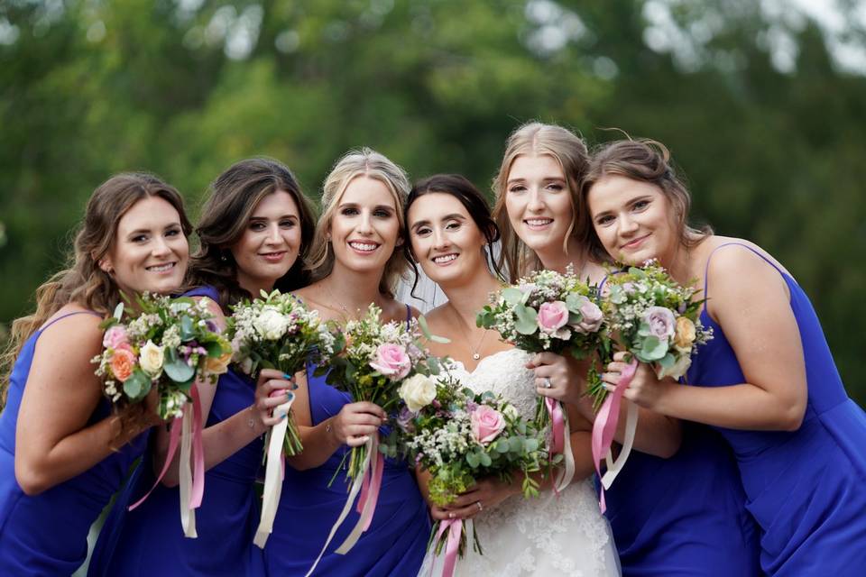 Bride and bridesmaids