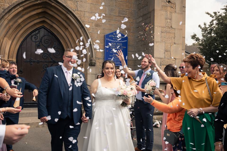 Confetti throwing at church