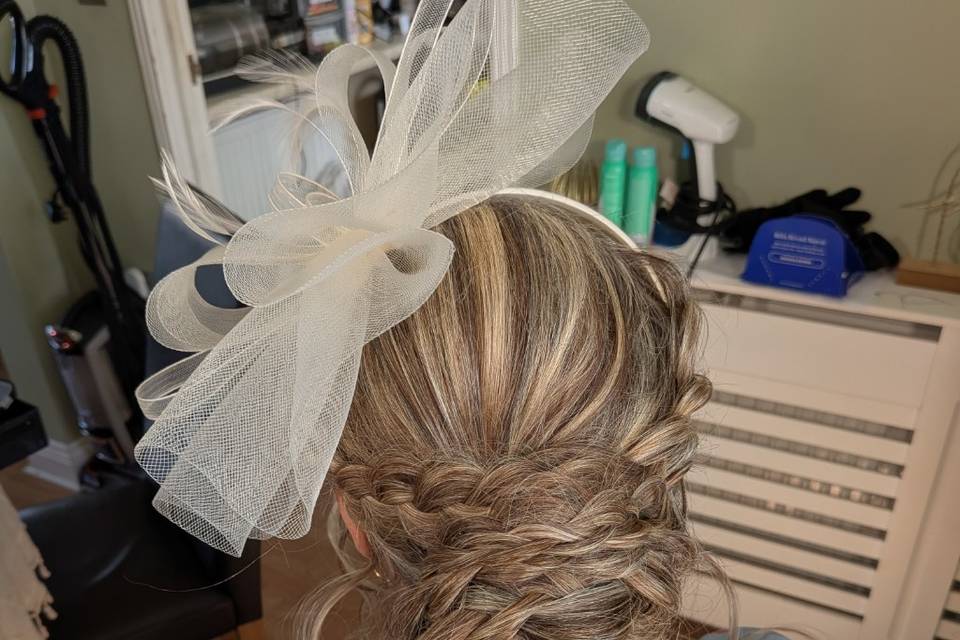 Low bun pin up on long hair