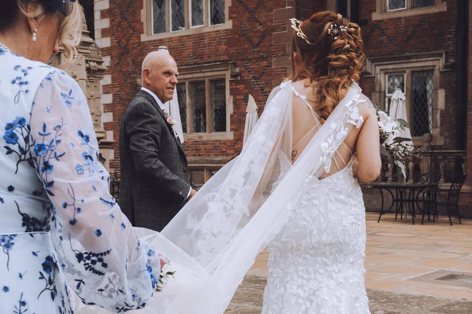 Mum helping with veil