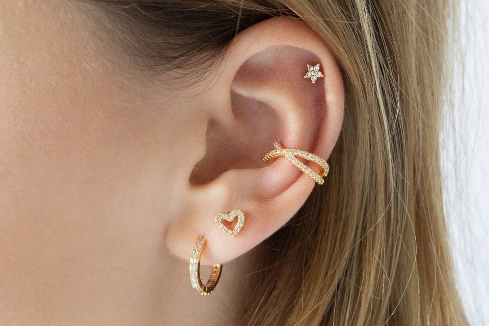 Hearts and Hoops Ear Stack