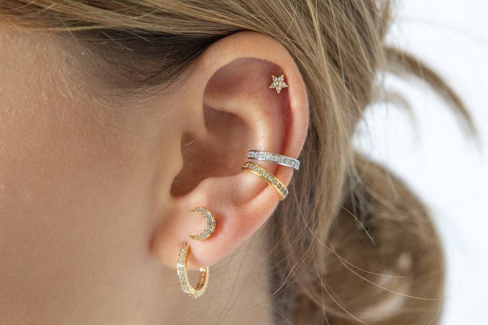 Hoops and Moons Ear Stack