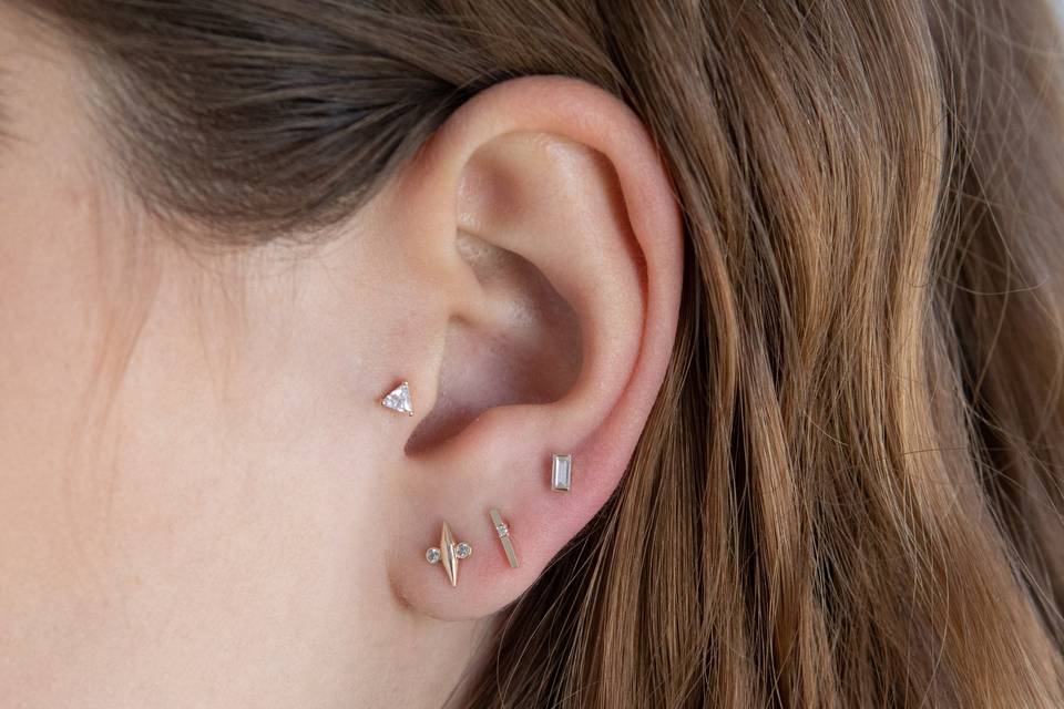 14k gold stacking studs