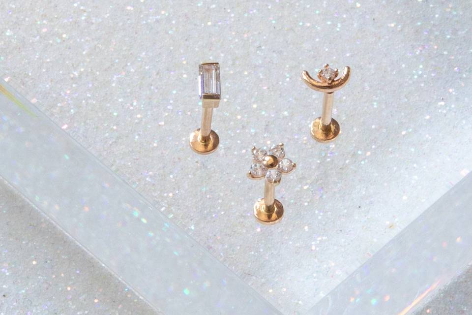 14k gold labret studs