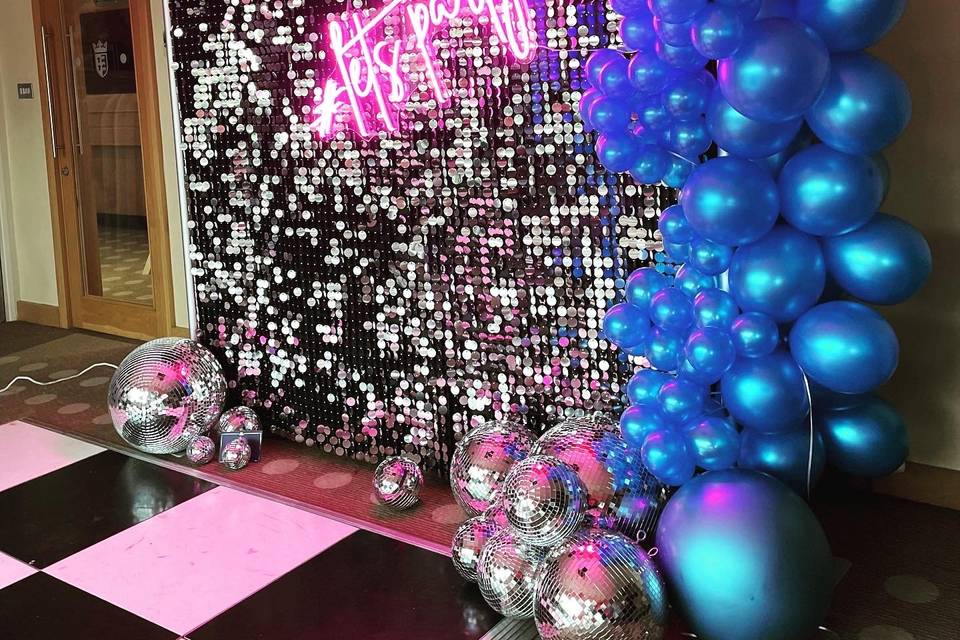 Silver sequin wall