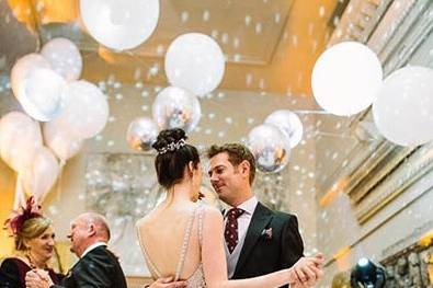 Balloon arch in reds and pinks