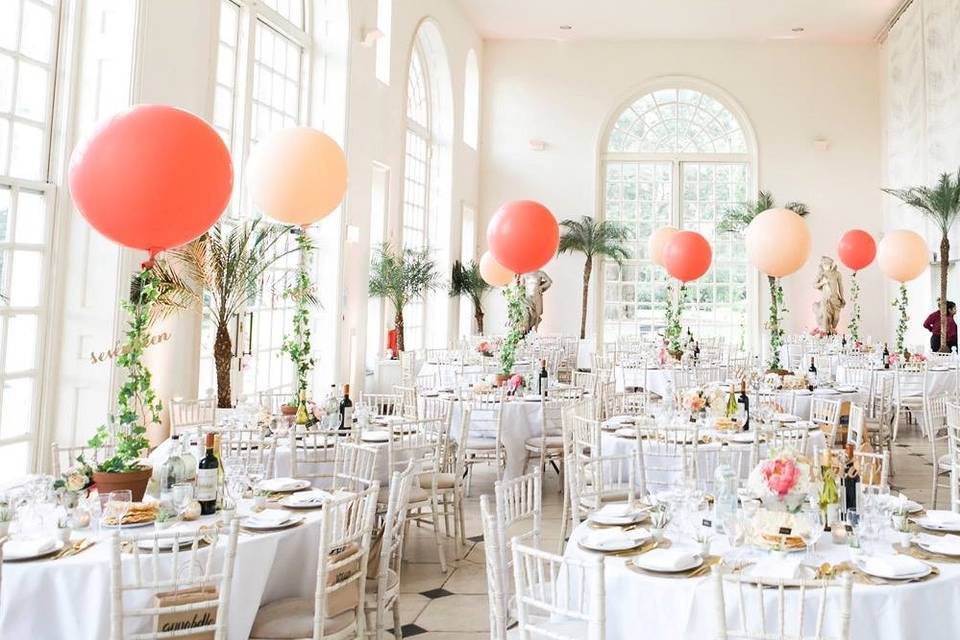 Cascading balloons in monochrome