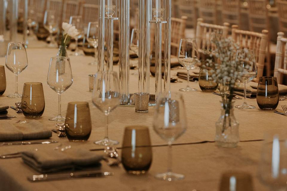 Glass candelabras