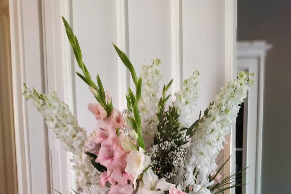 Pale pink and white vases