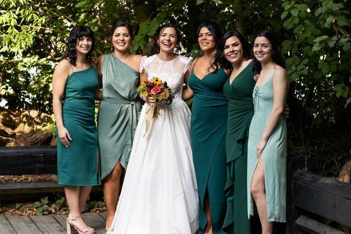 Bride and bridesmaids
