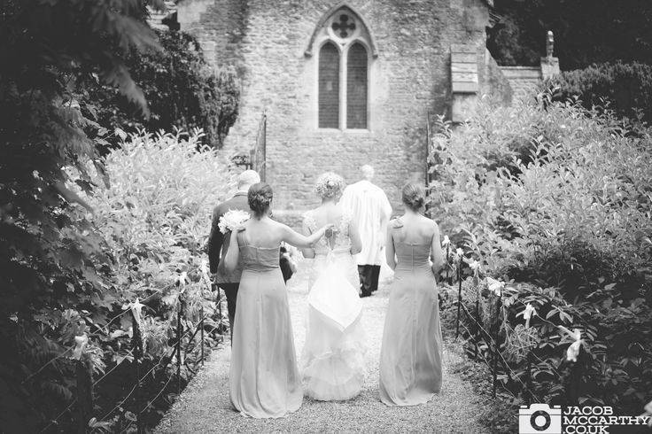 Stunning Orchardleigh bride crossing the bridge to St Mary's - Orchardleigh's Island Church!