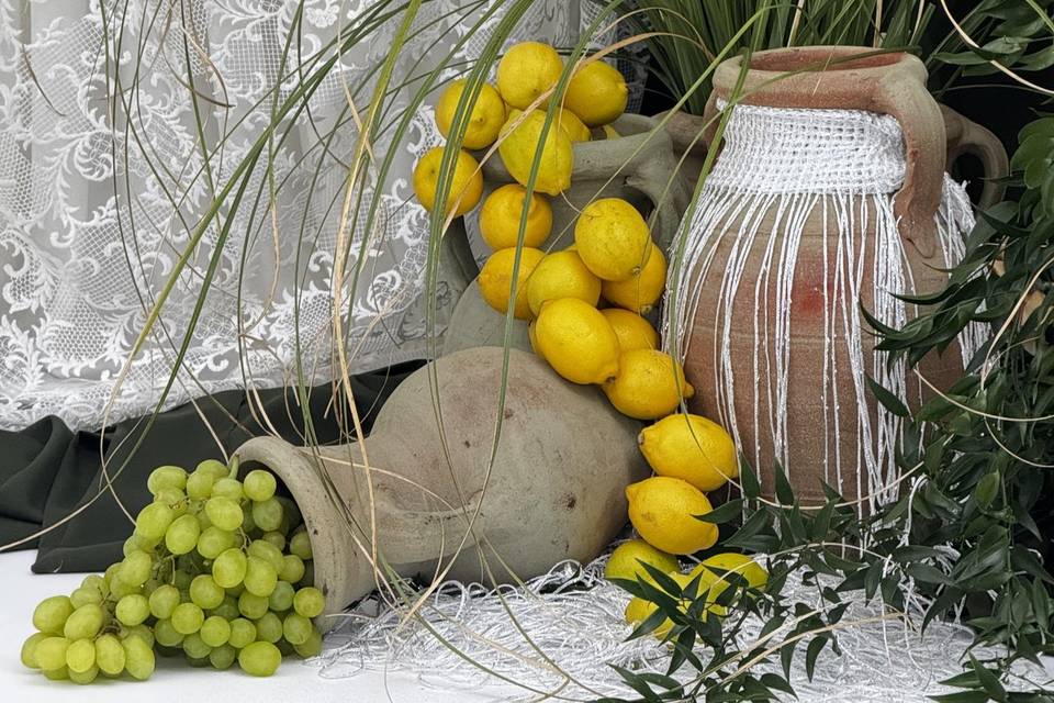 Pampas grass and pots