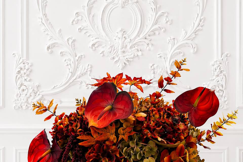 Autumnal wedding centrepiece