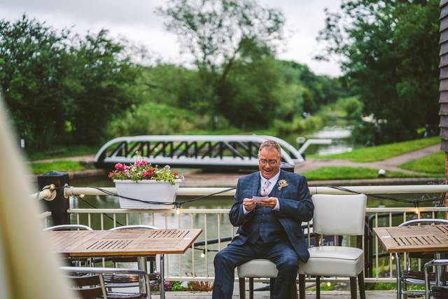 Father reading his talk