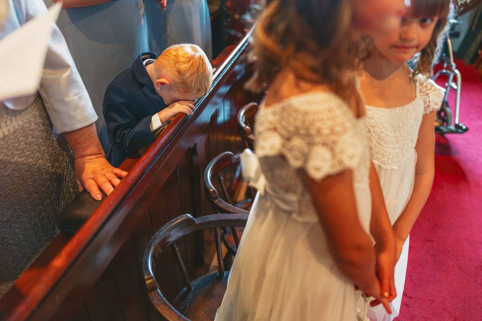Sleeping child during a weddin