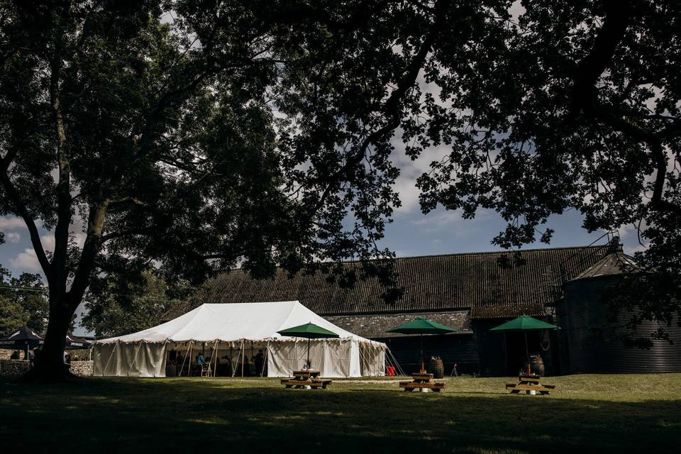 Marquee and barn