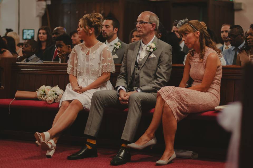 Mum dad and bridesmaid