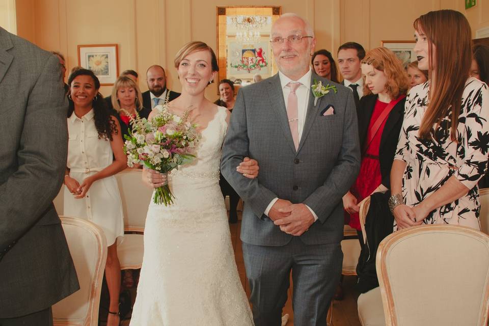 Dad walks bride down aisle