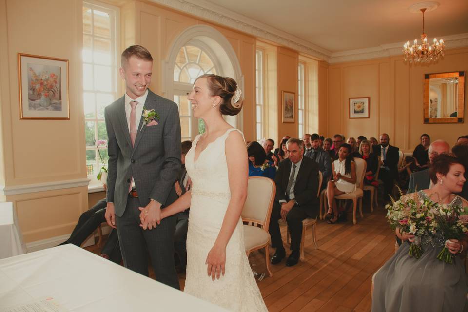 Bride and groom in ceremon
